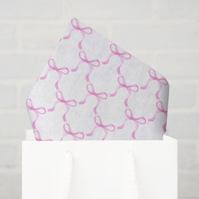 Pink Ribbon Bows Decoupage Tissue Paper (Gift Bag)