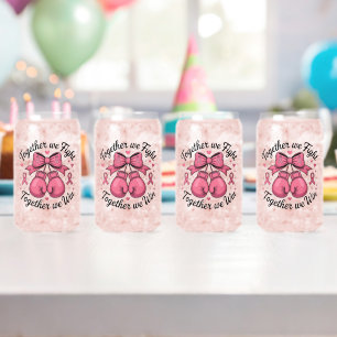 Pink Ribbon Boxing Gloves Breast Cancer Awareness Can Glass
