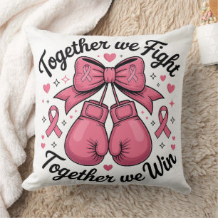 Pink Ribbon Boxing Gloves Breast Cancer Awareness Cushion