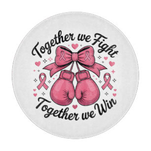 Pink Ribbon Boxing Gloves Breast Cancer Awareness Cutting Board