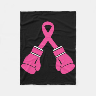 Pink Ribbon Boxing Gloves Breast Cancer Awareness Fleece Blanket