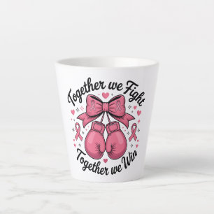 Pink Ribbon Boxing Gloves Breast Cancer Awareness Latte Mug