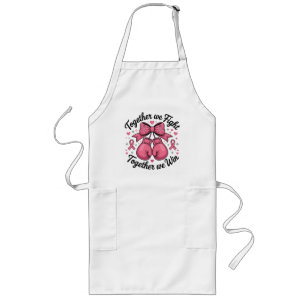 Pink Ribbon Boxing Gloves Breast Cancer Awareness Long Apron