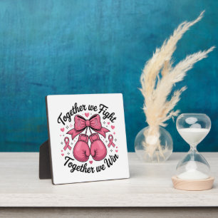 Pink Ribbon Boxing Gloves Breast Cancer Awareness Plaque