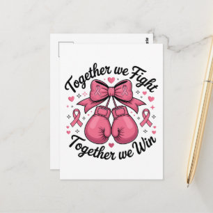 Pink Ribbon Boxing Gloves Breast Cancer Awareness Postcard