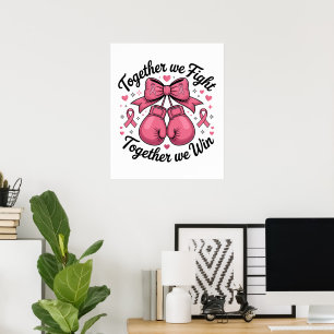 Pink Ribbon Boxing Gloves Breast Cancer Awareness Poster