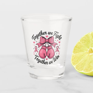 Pink Ribbon Boxing Gloves Breast Cancer Awareness Shot Glass