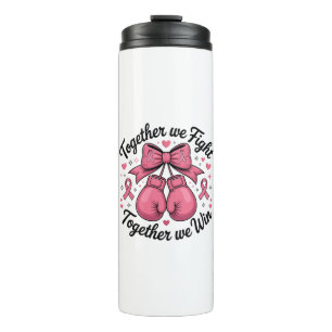 Pink Ribbon Boxing Gloves Breast Cancer Awareness Thermal Tumbler