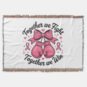 Pink Ribbon Boxing Gloves Breast Cancer Awareness Throw Blanket