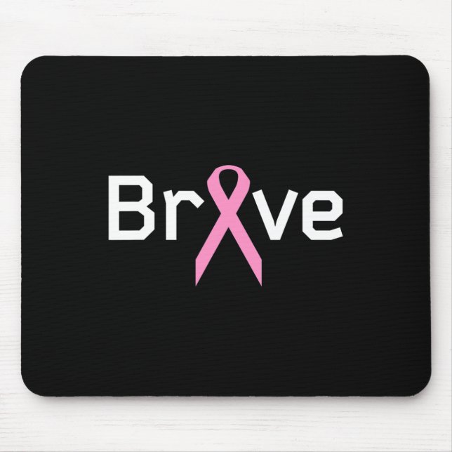 Pink Ribbon Brave Worlds Cancer Survivor Support A Mouse Pad (Front)