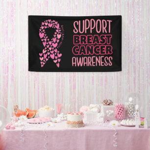 Pink Ribbon Breast Awareness Brave and strong Banner