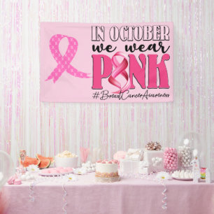 Pink Ribbon Breast Awareness Brave and strong Banner