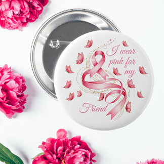 Pink Ribbon Breast Cancer Awareness 6 Cm Round Badge