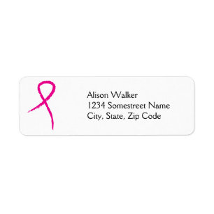 Pink Ribbon Breast Cancer Awareness Address Return Address Label