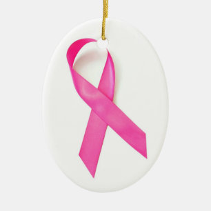 Pink Ribbon Breast Cancer Awareness Ceramic Ornament