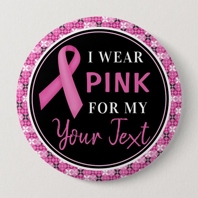 Pink Ribbon Breast Cancer Awareness Design 10 Cm Round Badge (Front)