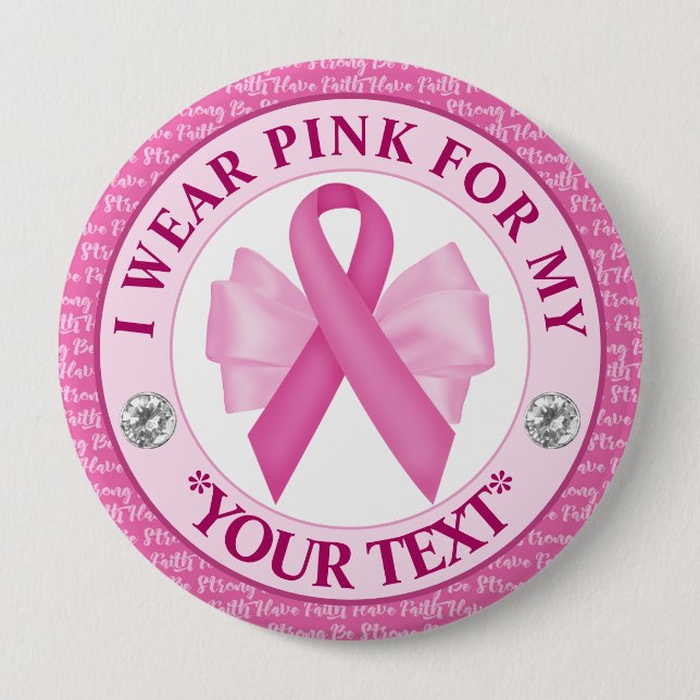 Pink Ribbon Breast Cancer Awareness Design 10 Cm Round Badge (Front)