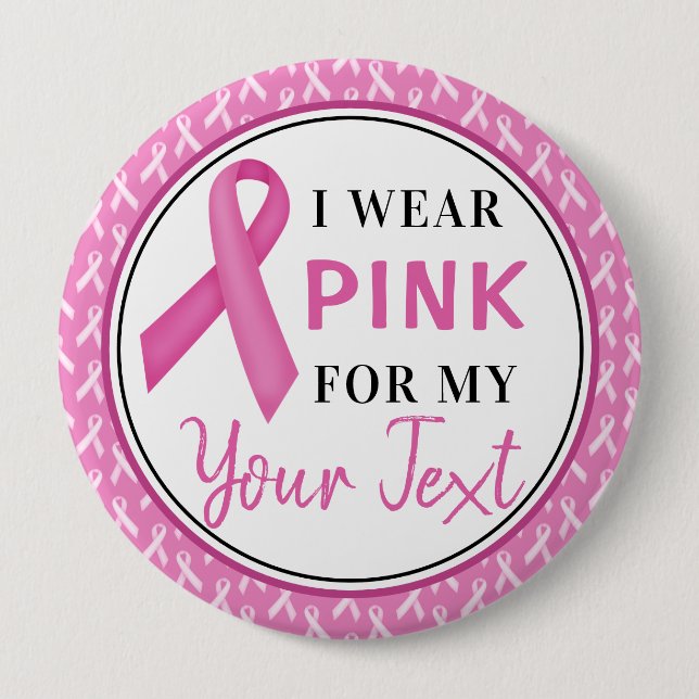Pink Ribbon Breast Cancer Awareness Design 10 Cm Round Badge (Front)