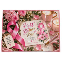 Pink Ribbon Breast Cancer Awareness Floral