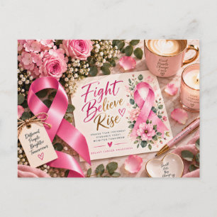 Pink Ribbon Breast Cancer Awareness Floral Postcard