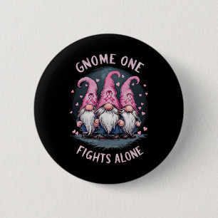 Pink Ribbon Breast Cancer Awareness Gnome One Figh 6 Cm Round Badge