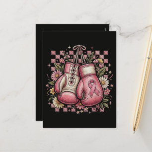 Pink Ribbon Breast Cancer Awareness  Holiday Postcard