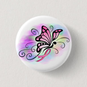 pink ribbon breast cancer awareness hope design 3 cm round badge