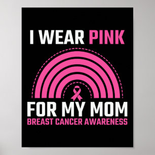 Pink Ribbon Breast Cancer Awareness I Wear Pink Fo Poster