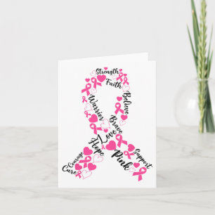 Pink Ribbon Breast Cancer Awareness Month Survior  Card