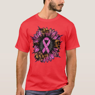 Pink Ribbon Breast Cancer Awareness Months Sunflow T-Shirt