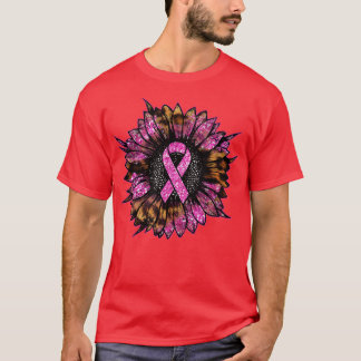 Pink Ribbon Breast Cancer Awareness Months Sunflow T-Shirt