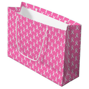 Pink Ribbon Breast Cancer Awareness Pattern Large Gift Bag