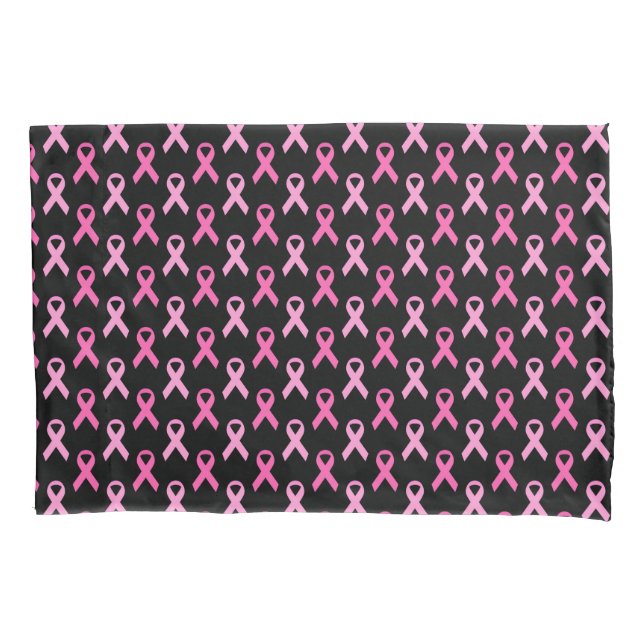 Pink Ribbon Breast Cancer Awareness Pattern Pillowcase (Front)