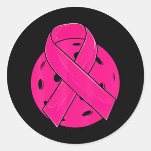 Pink Ribbon Breast Cancer Awareness Pickleball Classic Round Sticker
