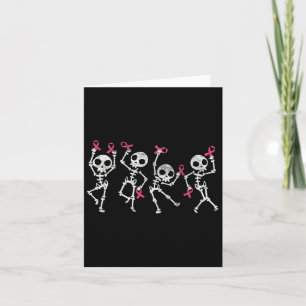 Pink Ribbon Breast Cancer Awareness Skeleton Women Card