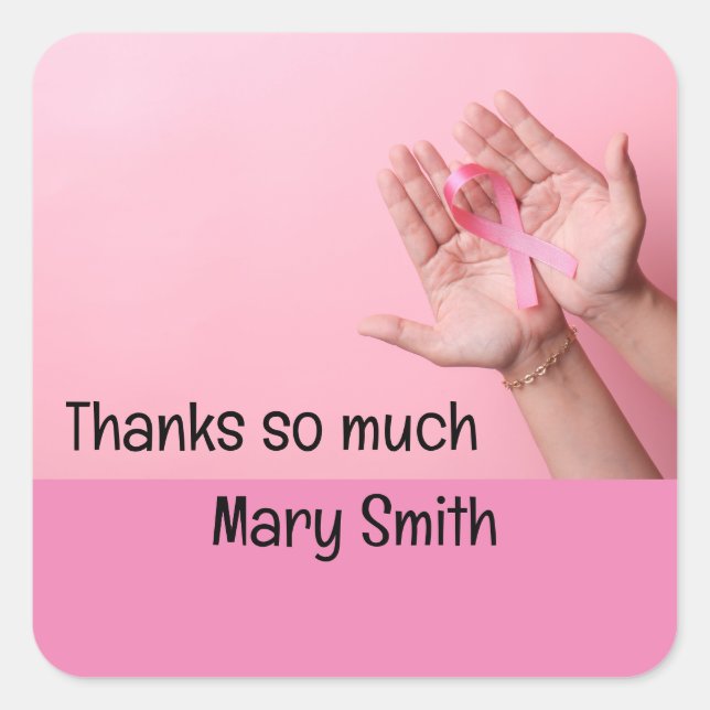 Pink Ribbon Breast cancer Awareness  Square Sticker (Front)