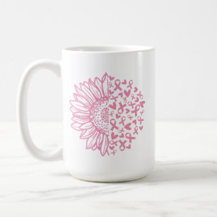 Pink Ribbon Breast Cancer Awareness Sunflower Coffee Mug