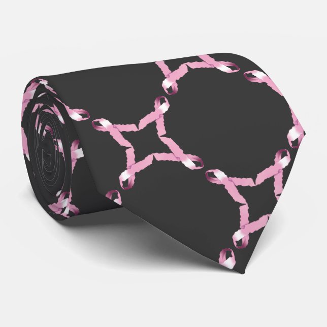 Pink Ribbon Breast Cancer Awareness Tie (Rolled)