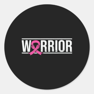 Pink Ribbon Breast Cancer Awareness Warrior Fighte Classic Round Sticker