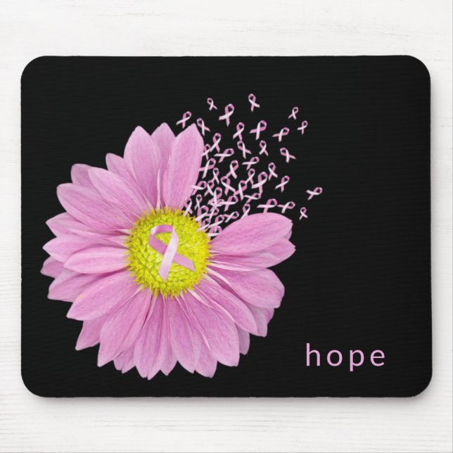Pink Ribbon Breast Cancer Awareness with Daisy Mouse Pad (Front)