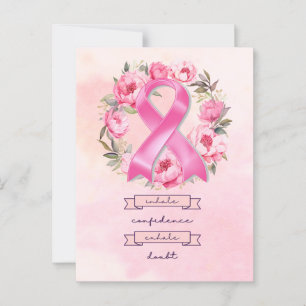 Pink Ribbon  Breast Cancer Awareness with flowers Postcard