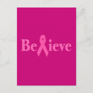Pink Ribbon Breast Cancer Believe Postcard