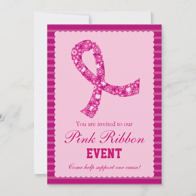 Pink Ribbon Breast Cancer Event Invitation (Front)
