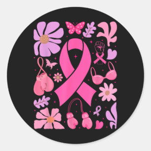 Pink Ribbon Breast Cancer Fighter Survivor Warrior Classic Round Sticker