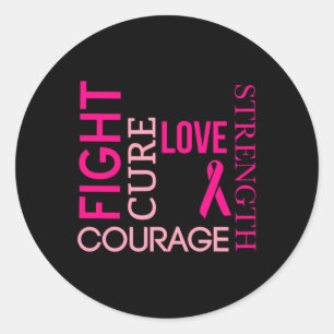 Pink Ribbon Breast Cancer Fighters Survivors Classic Round Sticker