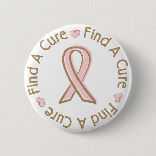 Pink Ribbon Breast Cancer Find A Cure 6 Cm Round Badge