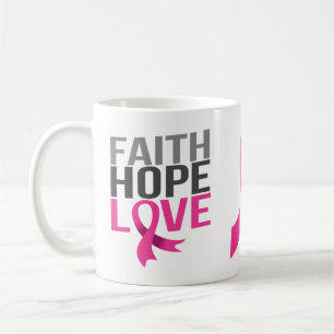 Pink Ribbon Breast Cancer Hope Faith Love Coffee Mug