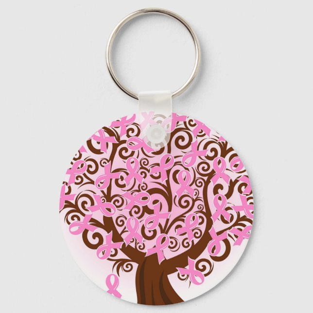 Pink ribbon breast cancer key chain (Front)