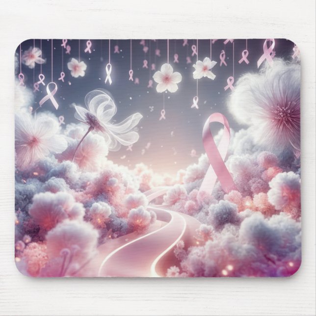 Pink Ribbon Breast Cancer Road Mouse Pad (Front)