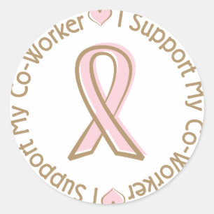 Pink Ribbon Breast Cancer Support Co Worker Classic Round Sticker
